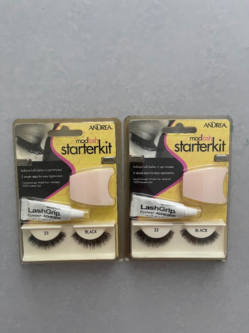 Lot of 2 Andrea ModLash Starter Kit #33 Black False Eyelashes LashGrip New Seale